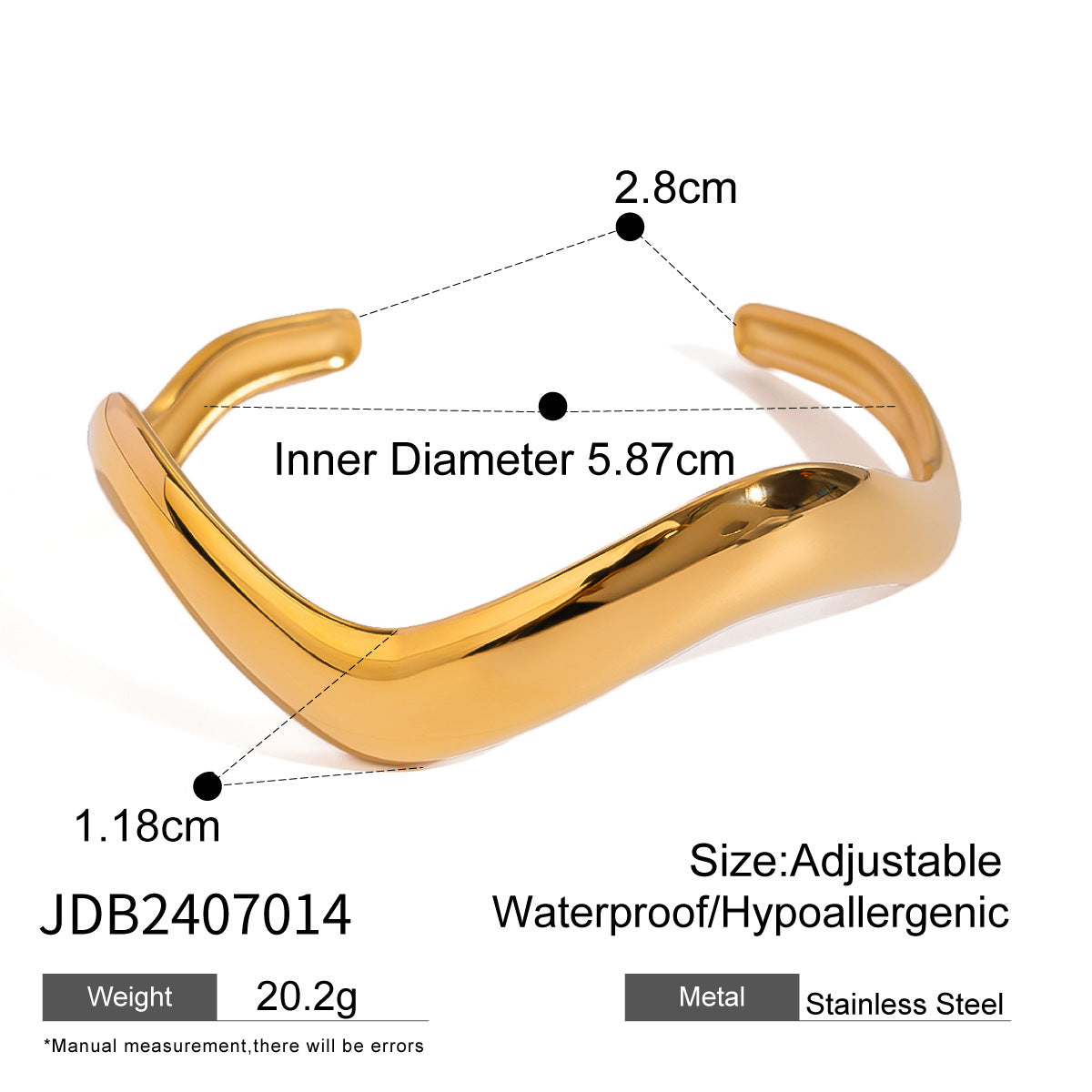 Stainless steel plain ring open bracelet