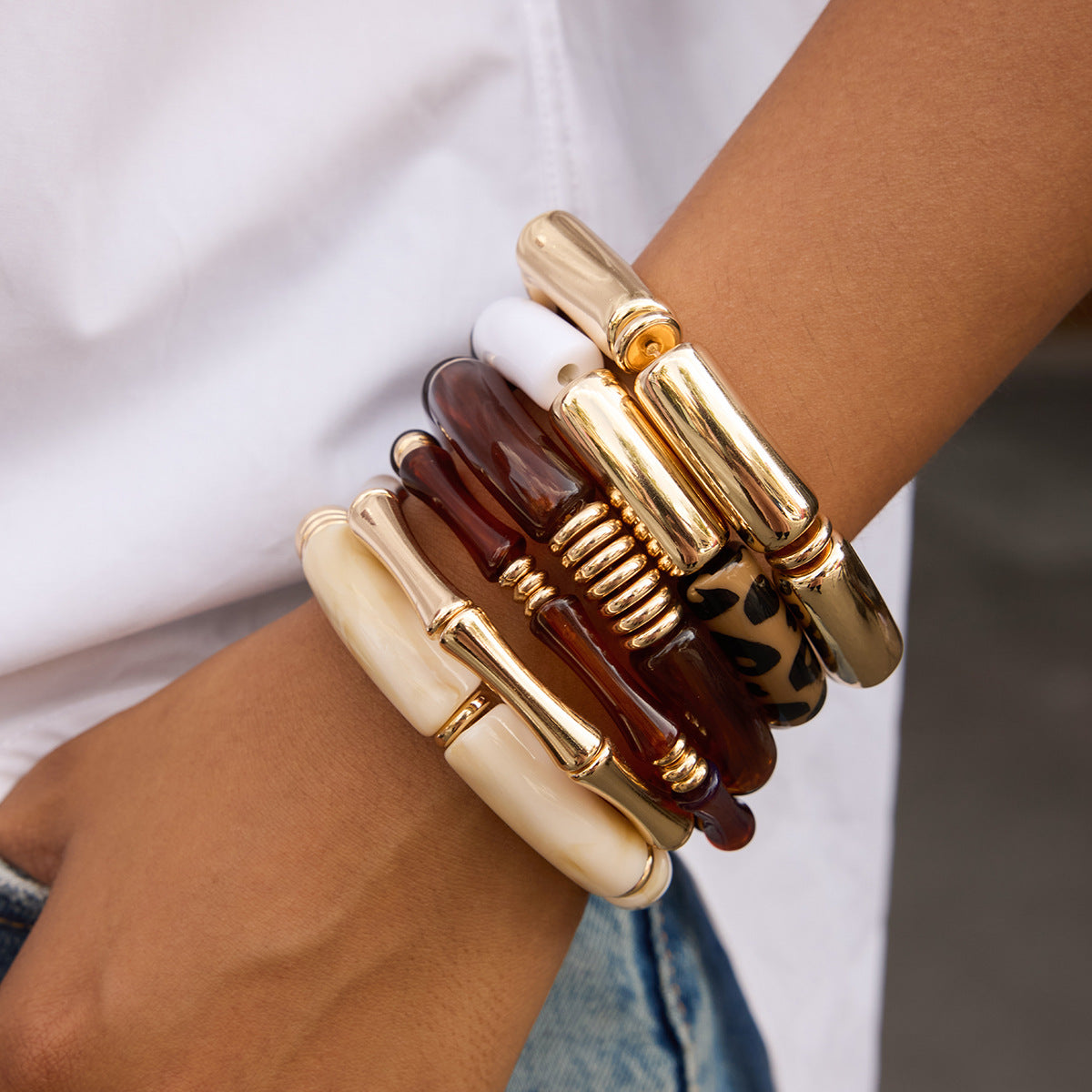UV gold-plated resin acrylic bamboo bracelet
