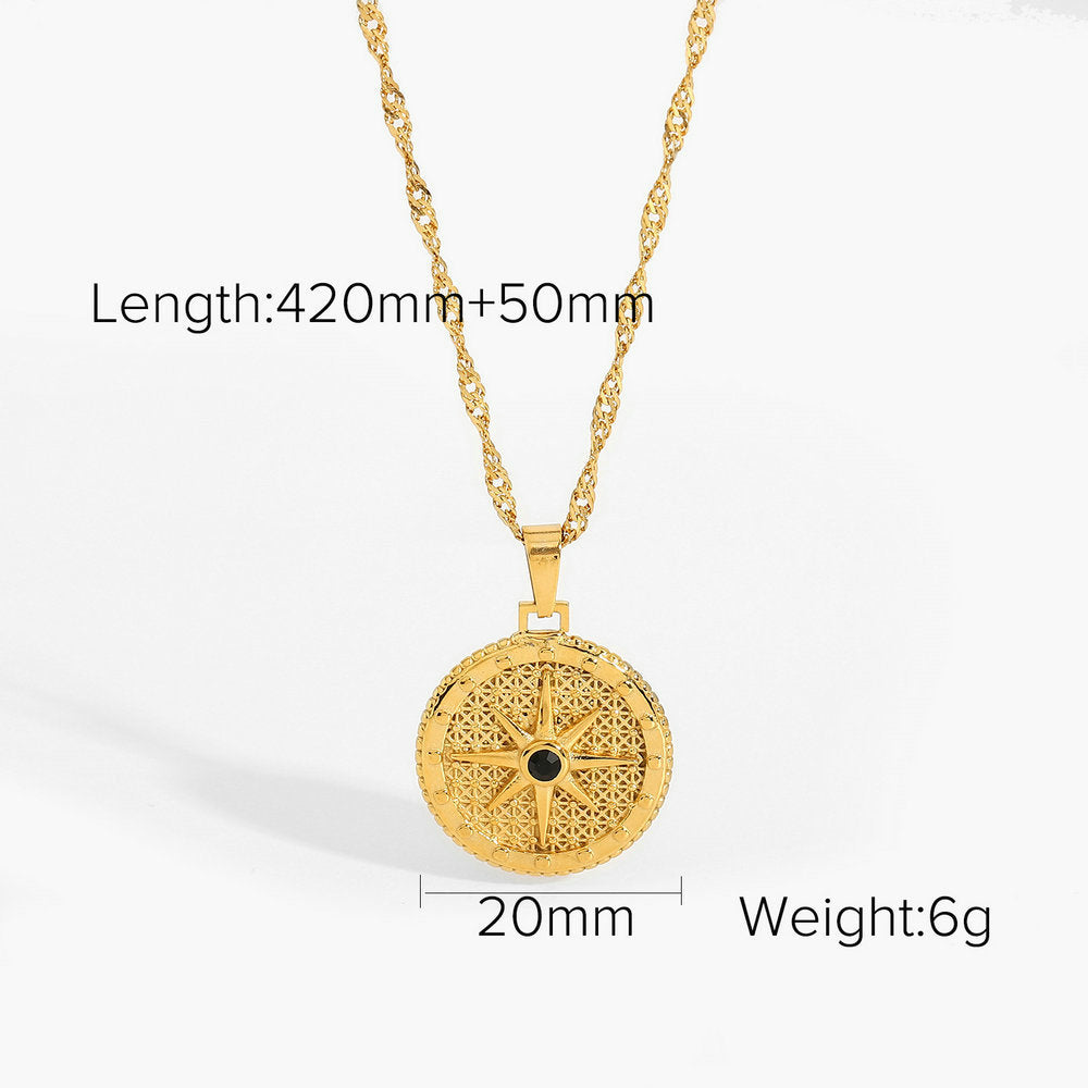 Coin round brand sweater chain necklace