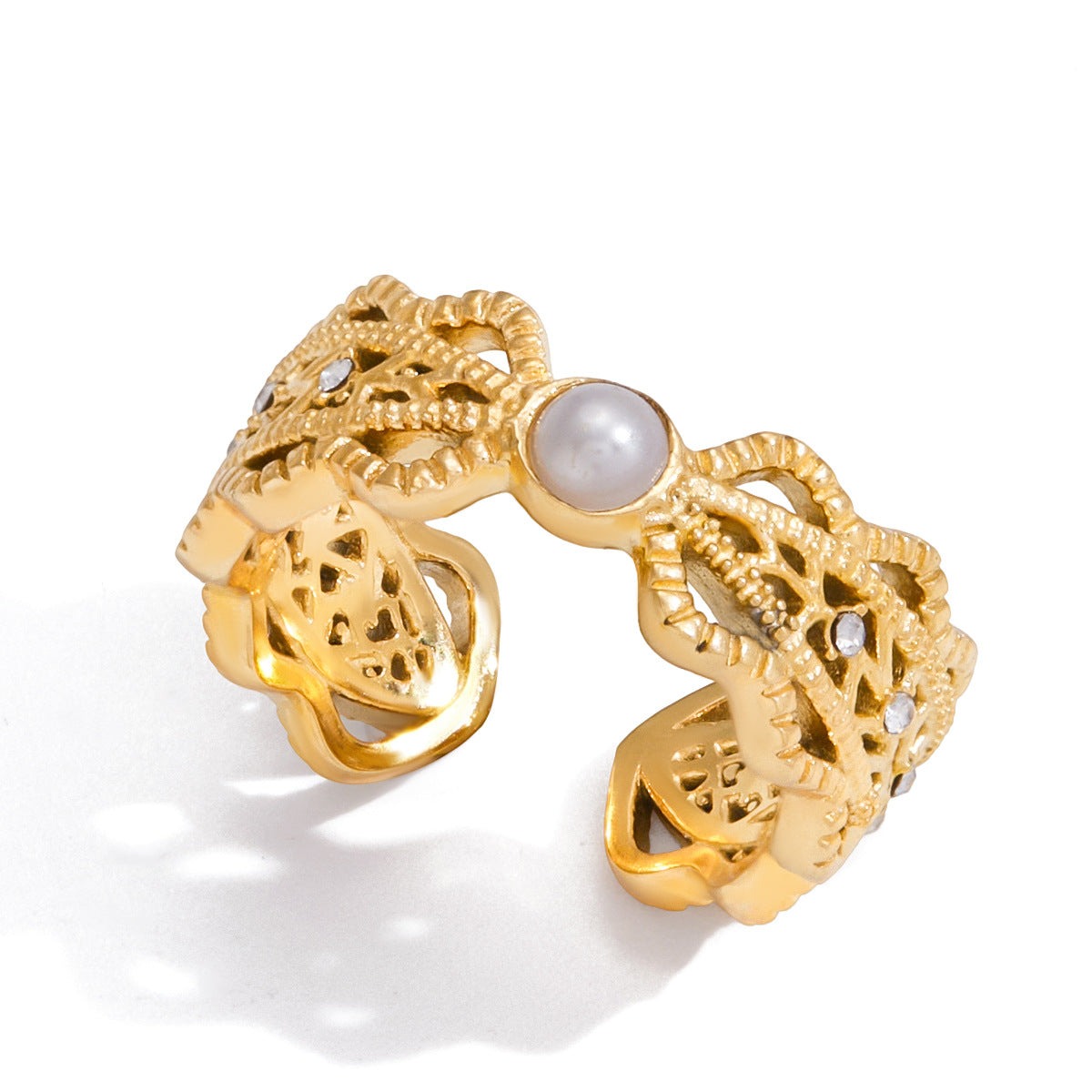 Lace Hollow Gold Stainless Steel Ring