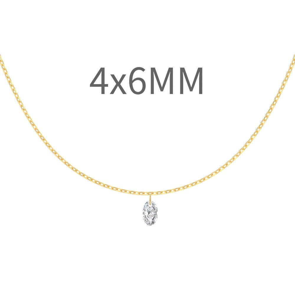S925 Sterling Silver Tassel Oval Water Drop Wedding Necklace