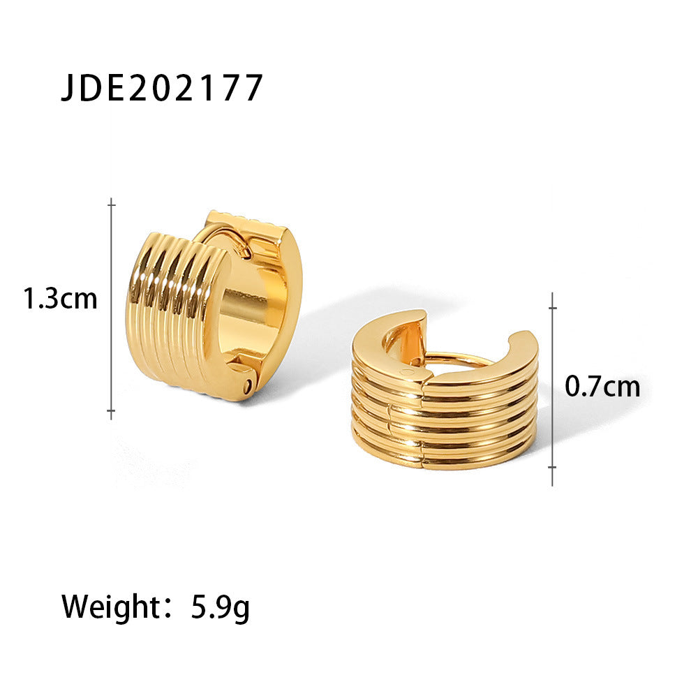Wide thread stainless steel stud earrings