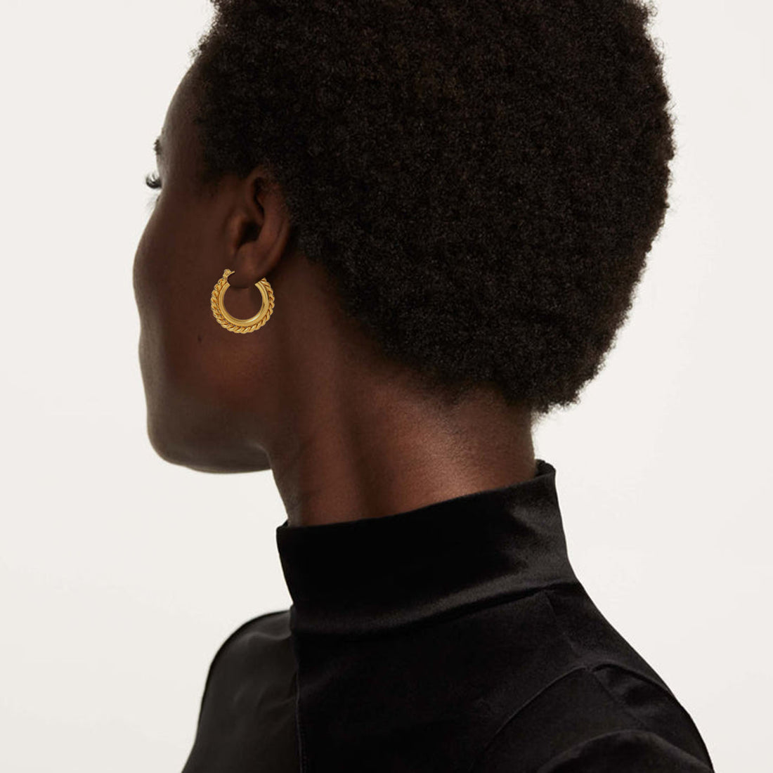 Stainless steel twist C-shaped double earrings