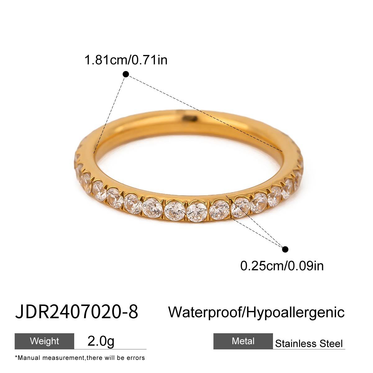 Titanium steel zircon stacked open ring