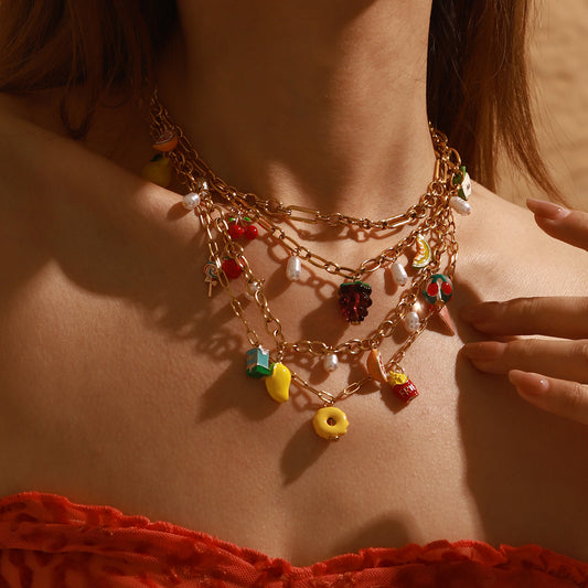 Stainless Steel Fruit Cherry Earrings Necklace Bracelet