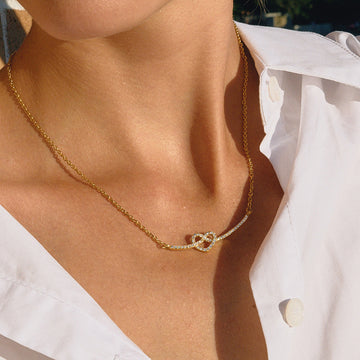 Titanium steel rhinestone love necklace