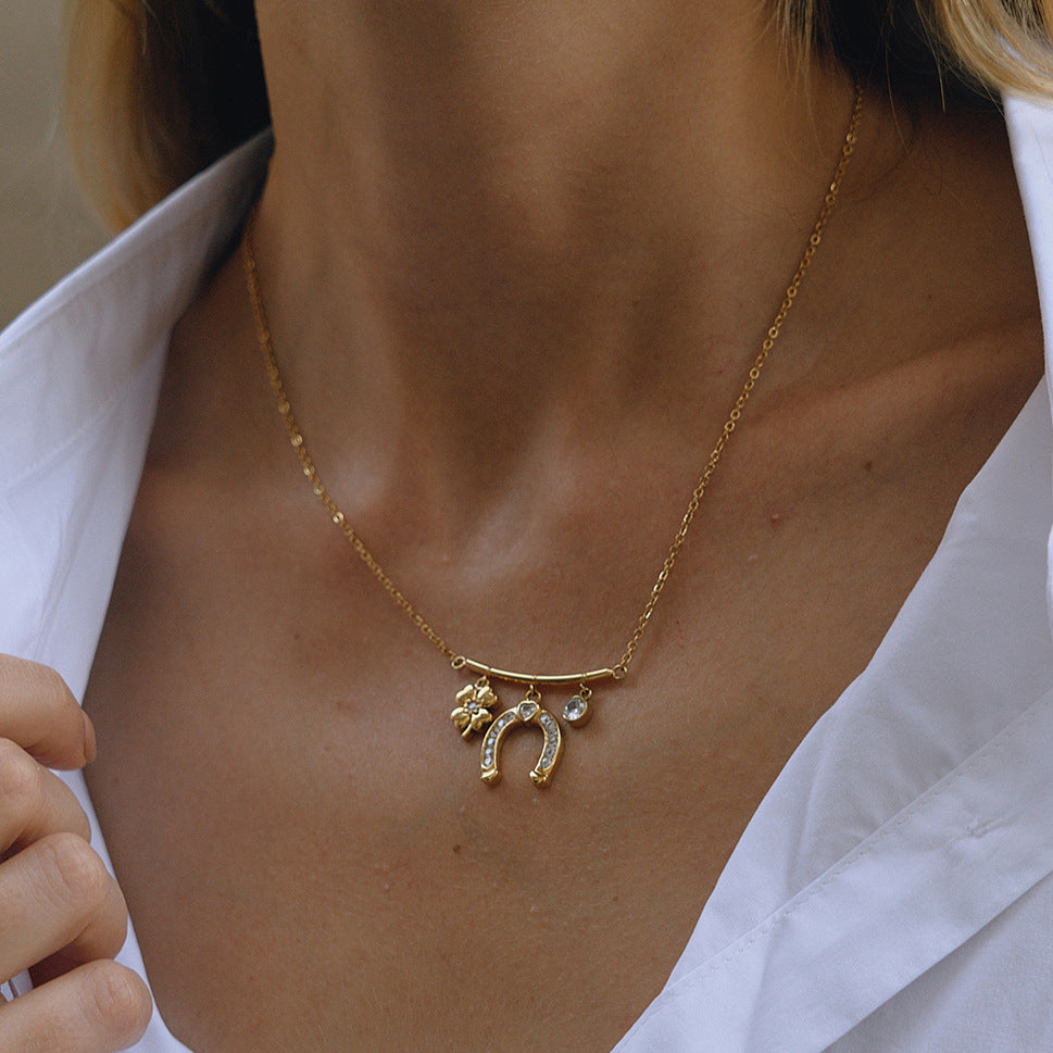 Titanium steel horseshoe series bracelet necklace