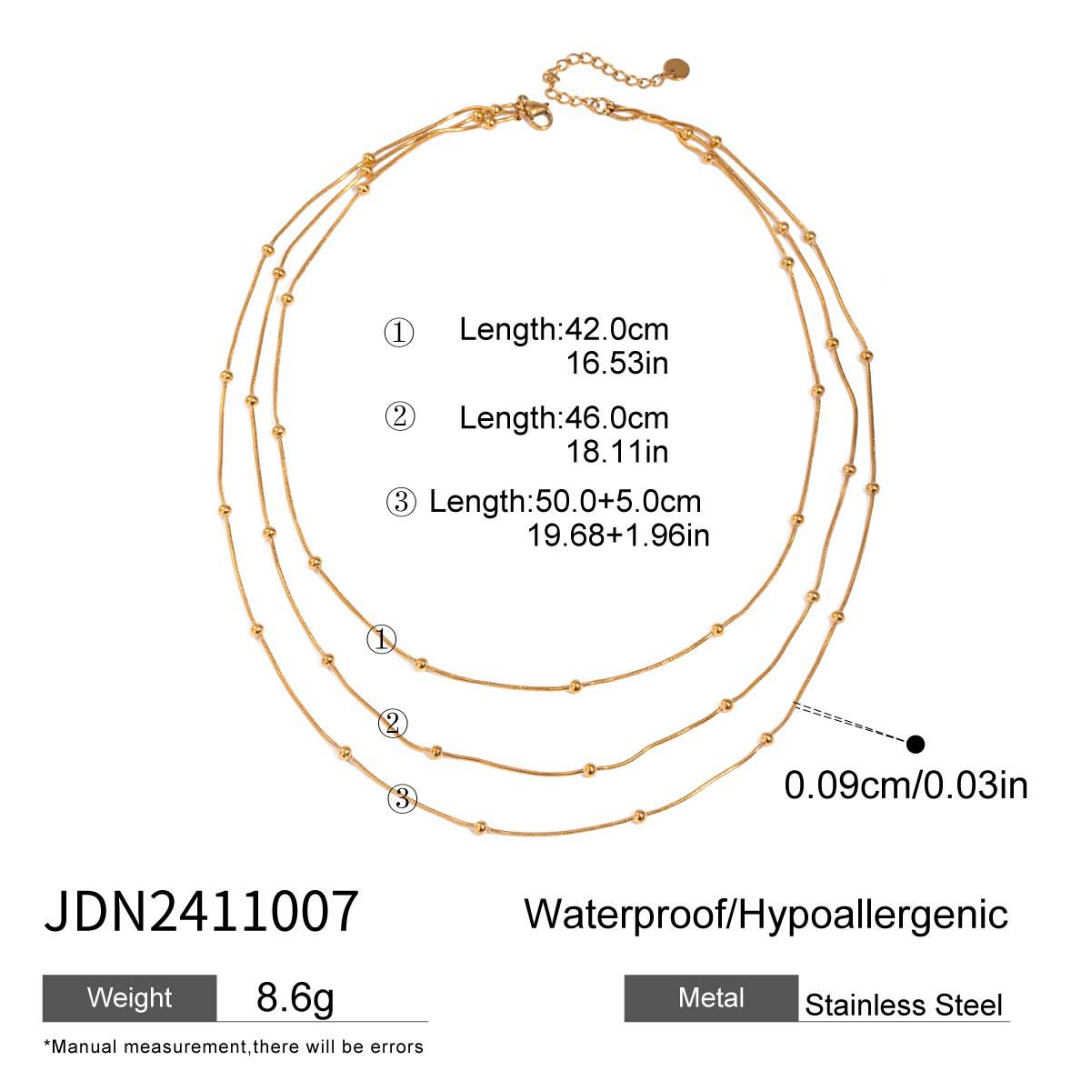 Stainless steel multi-layer gold bead necklace