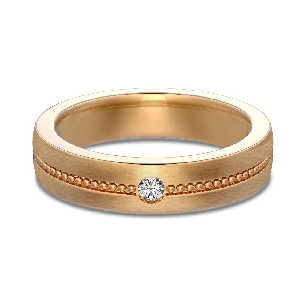 S925 Sterling Silver Plain Silver Male and Female Couple Ring-2