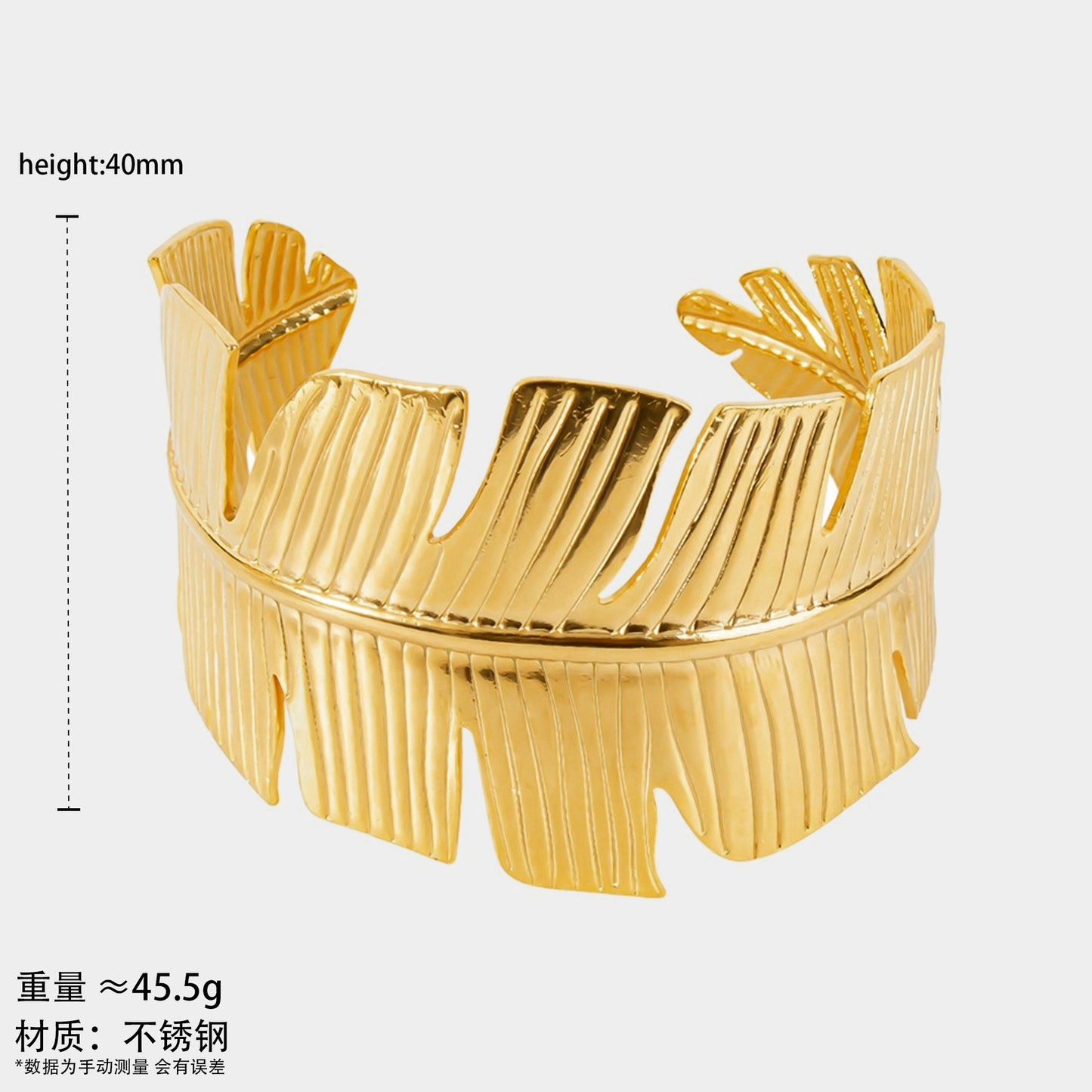 Stainless steel wide-sided opening hollow flower bracelet