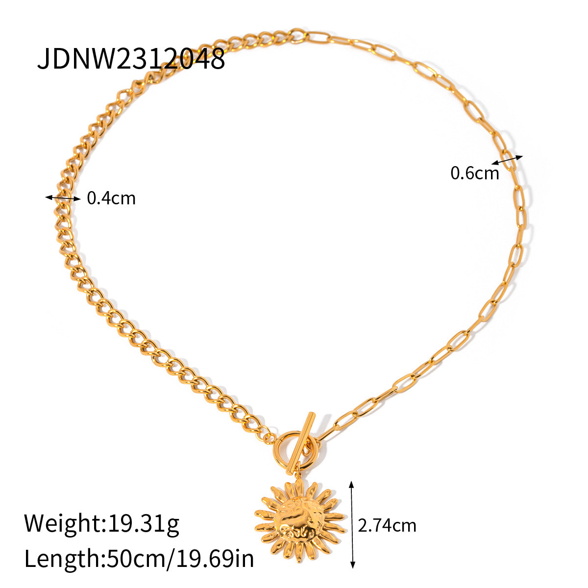 Stainless steel octagram necklace