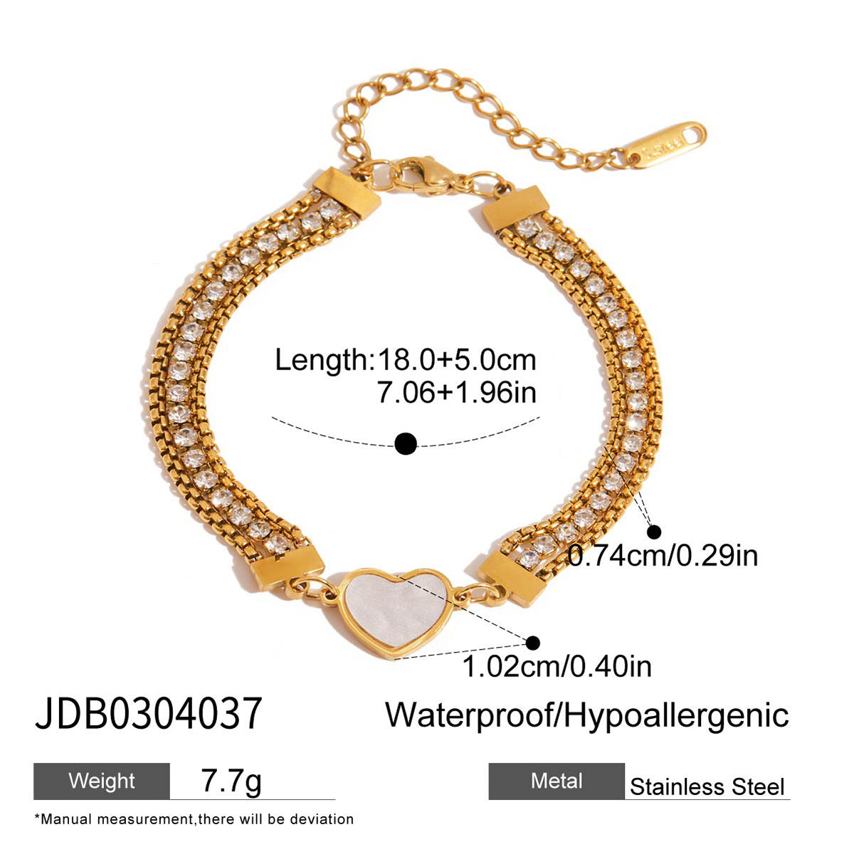 Stainless steel zircon love bracelet