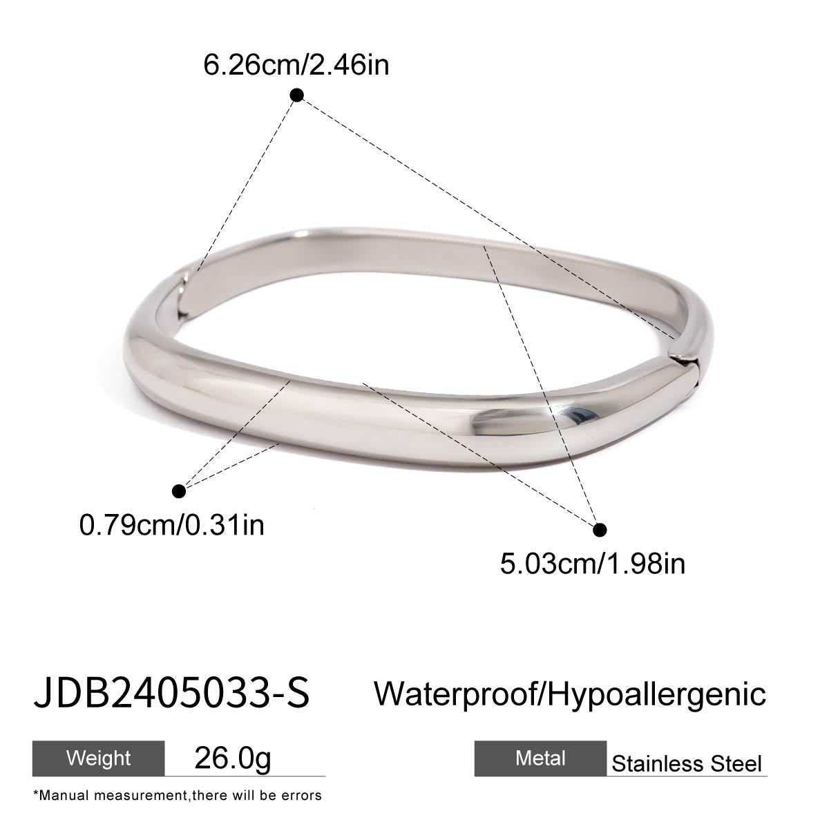 Stainless steel square buckle bracelet