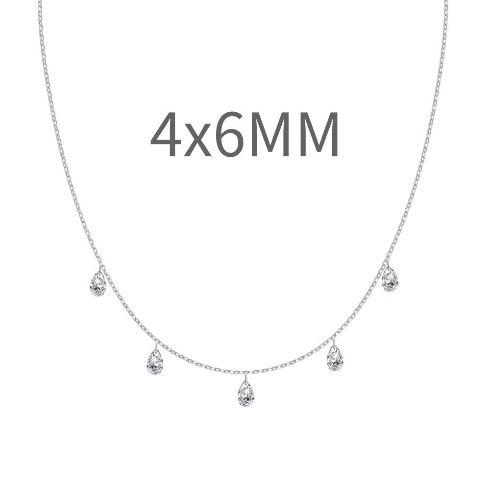 S925 Sterling Silver Tassel Oval Water Drop Wedding Necklace