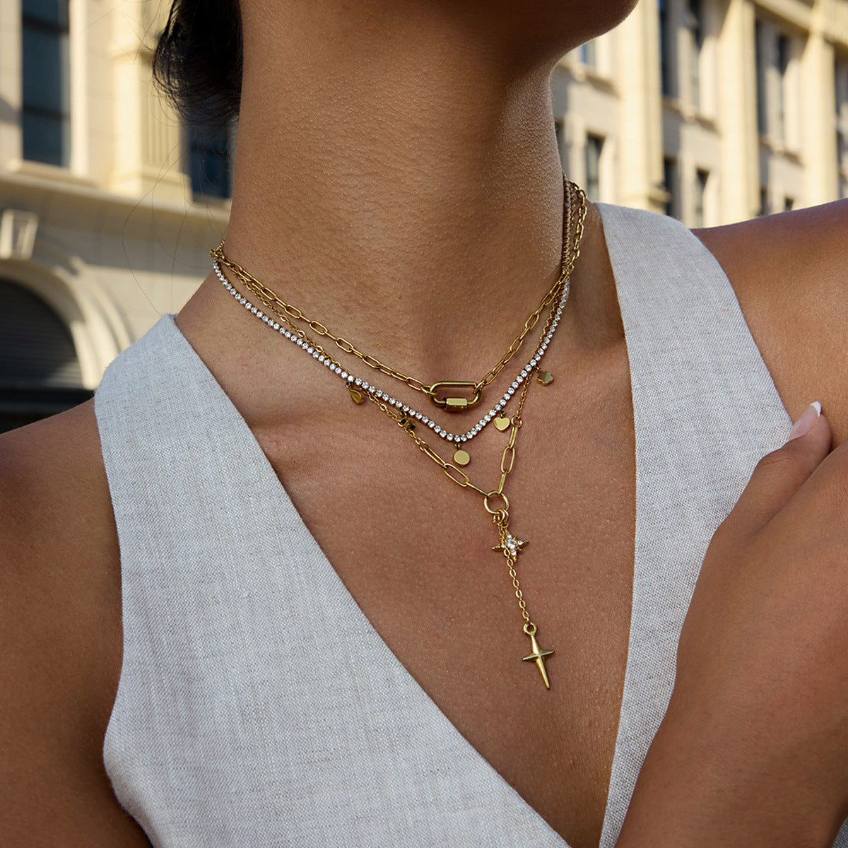 tetragonal star titanium steel necklace