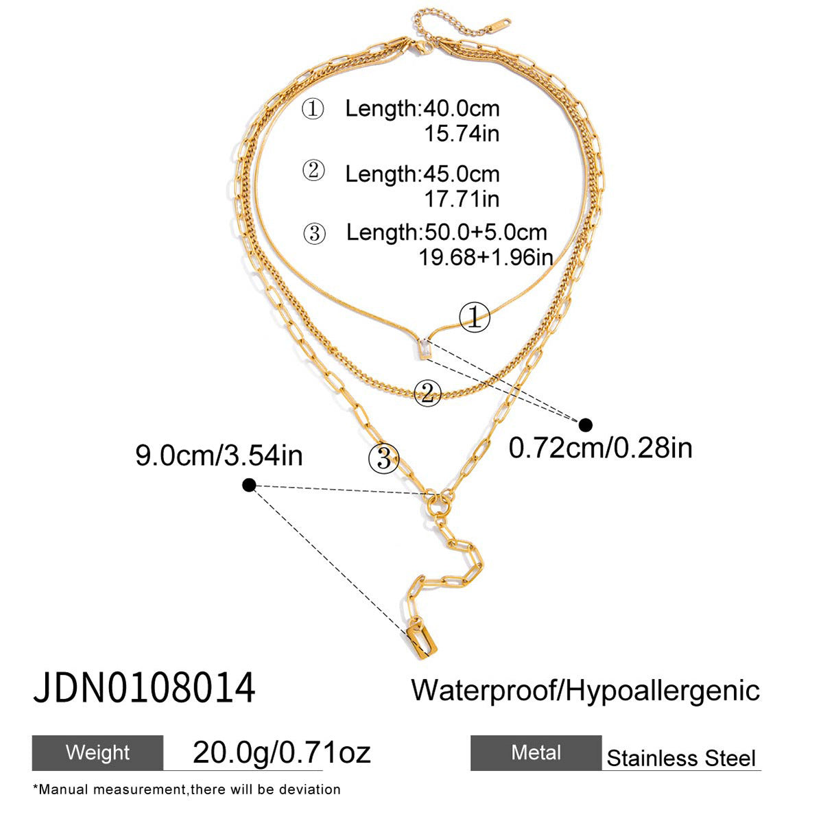 Stainless steel zircon y-shaped sweater chain necklace