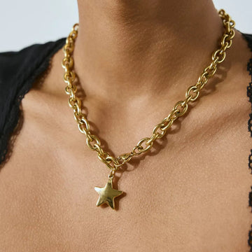 Pentagram titanium steel non-fading necklace