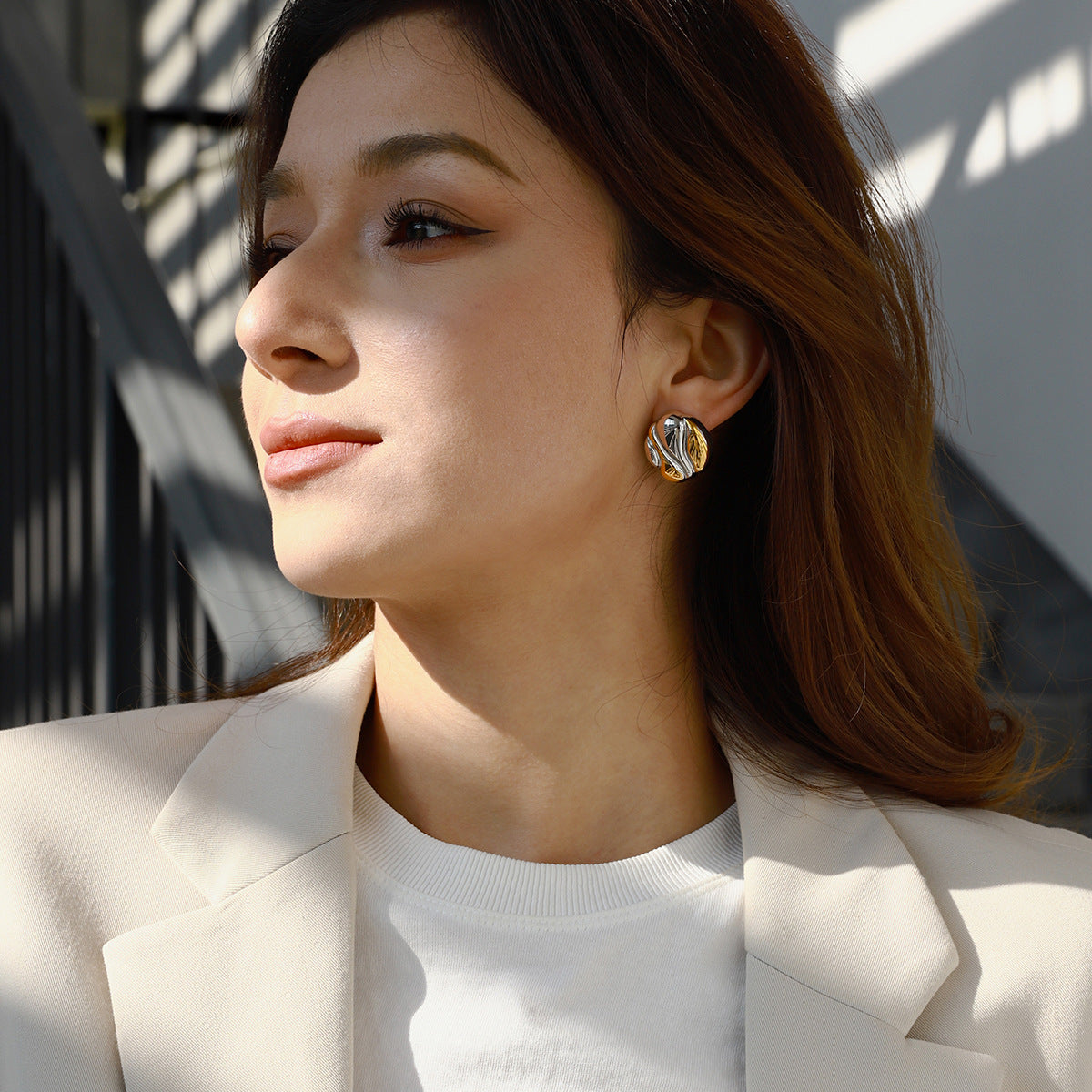 Titanium steel non-fading stud earrings