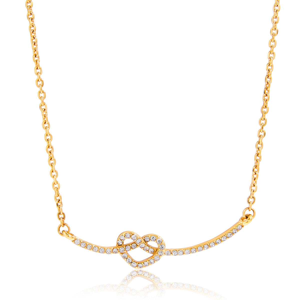 Titanium steel rhinestone love necklace