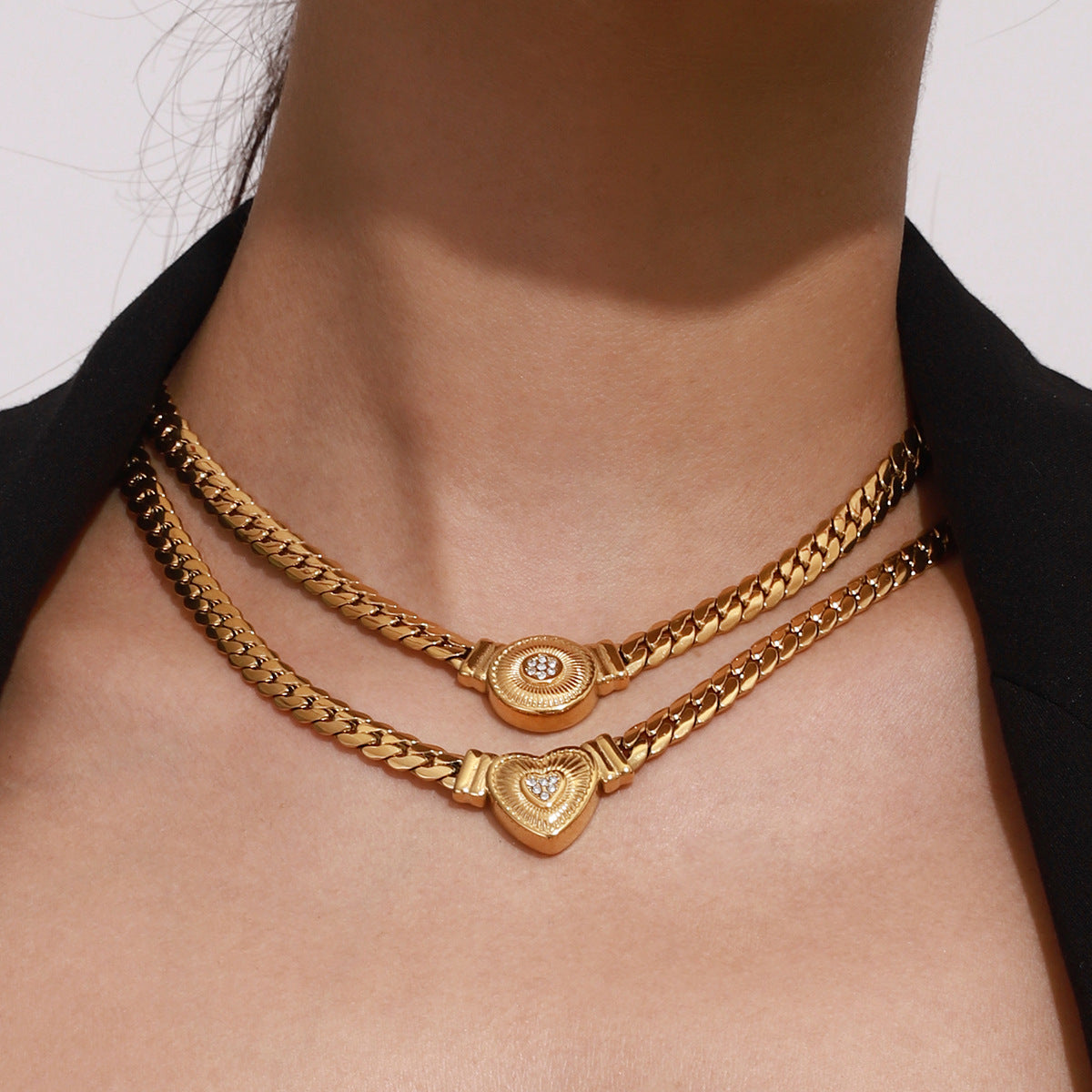 Stainless steel diamond love necklace