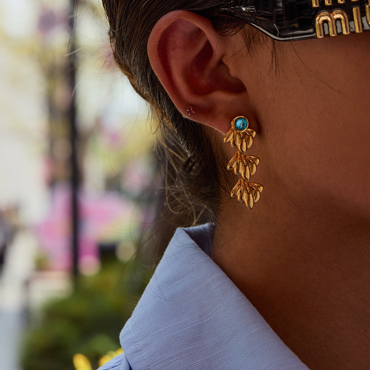 Ocean Design Stainless Steel Earrings Ring Necklace