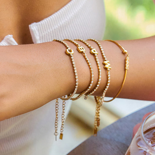 26 small letters full diamond balloon bracelet