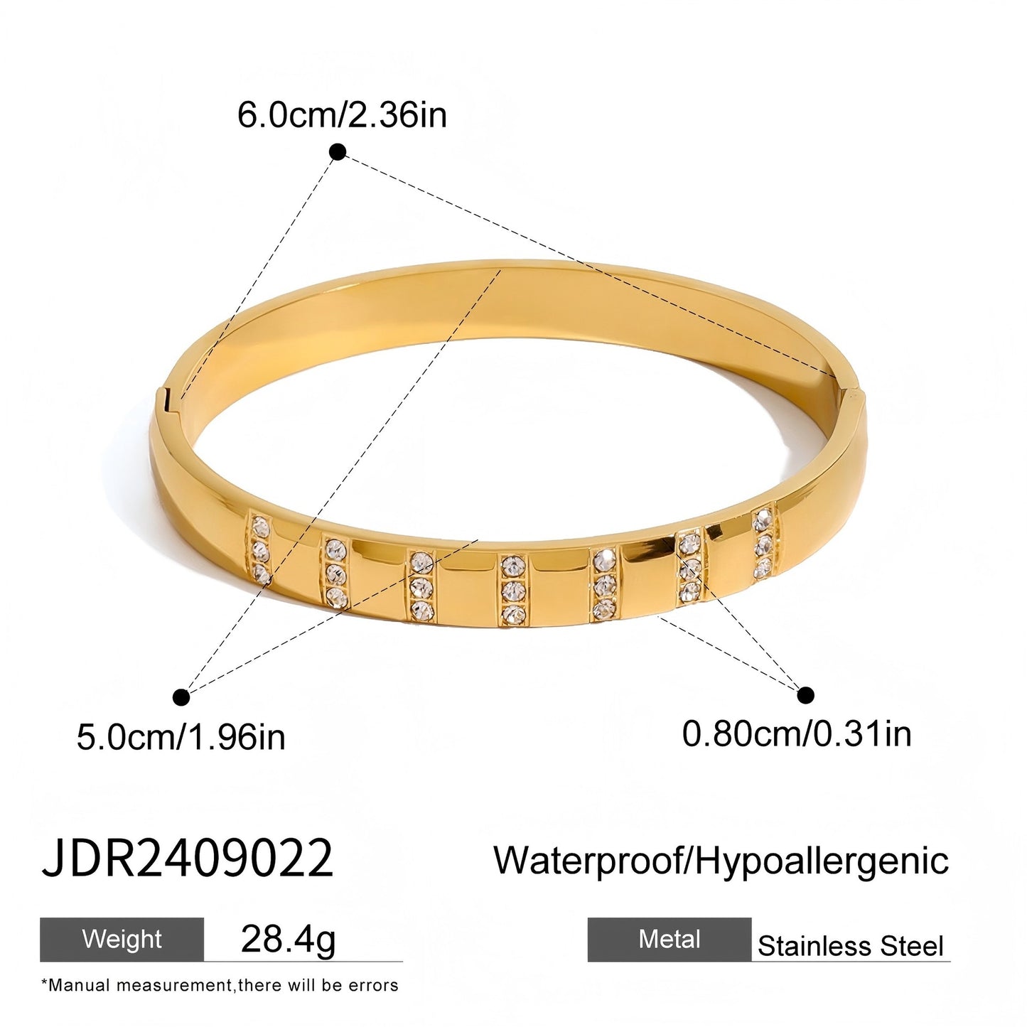 Stainless steel zircon buckle bracelet