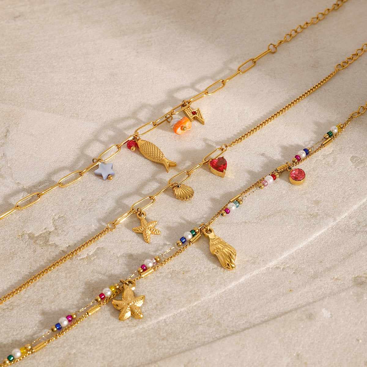 Stainless steel natural stone marine DIY bracelet