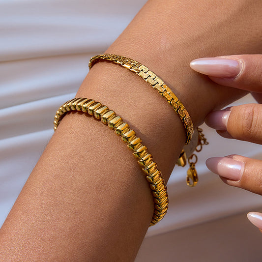 Stainless steel retro sand gold bracelet