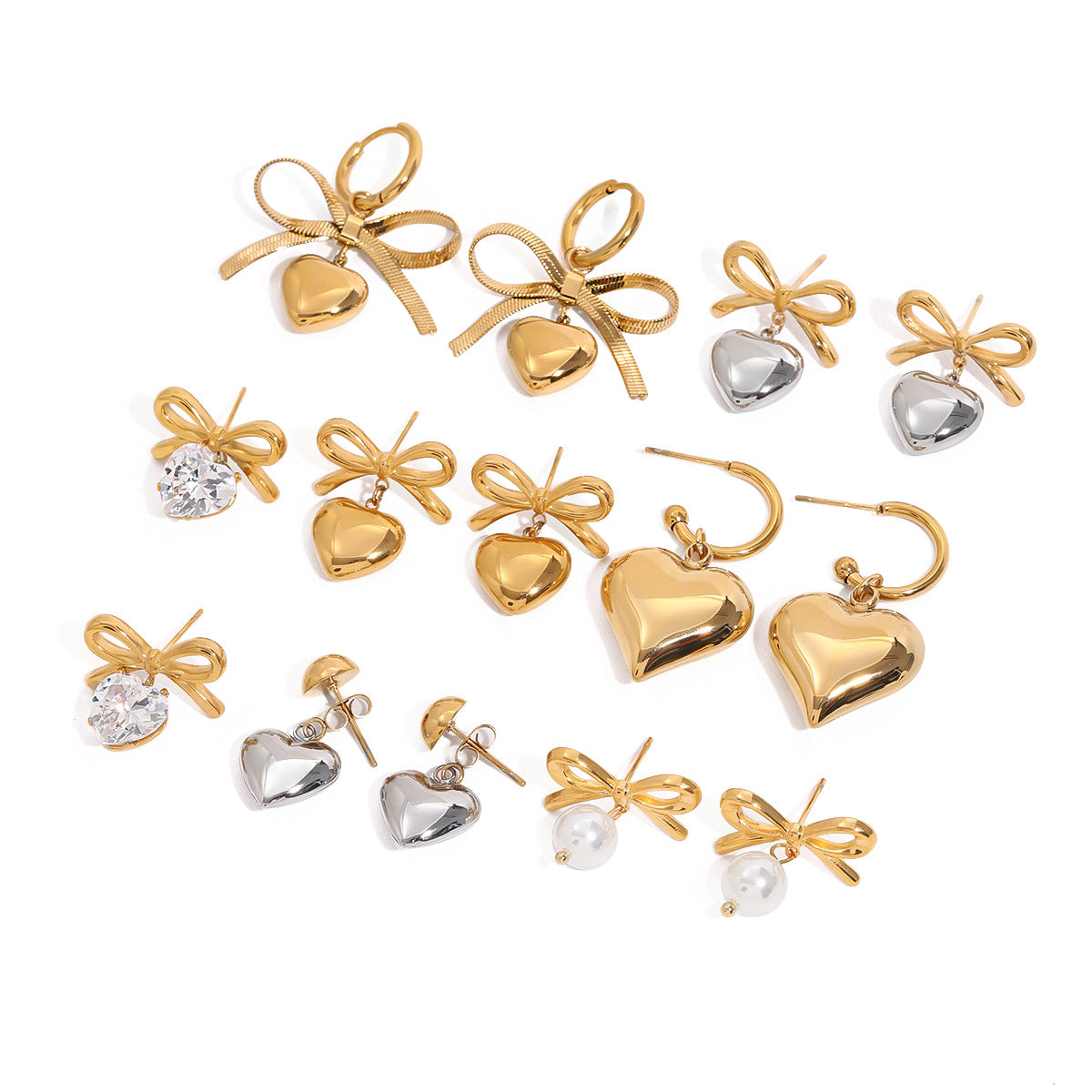 Stainless steel love bow stud earrings