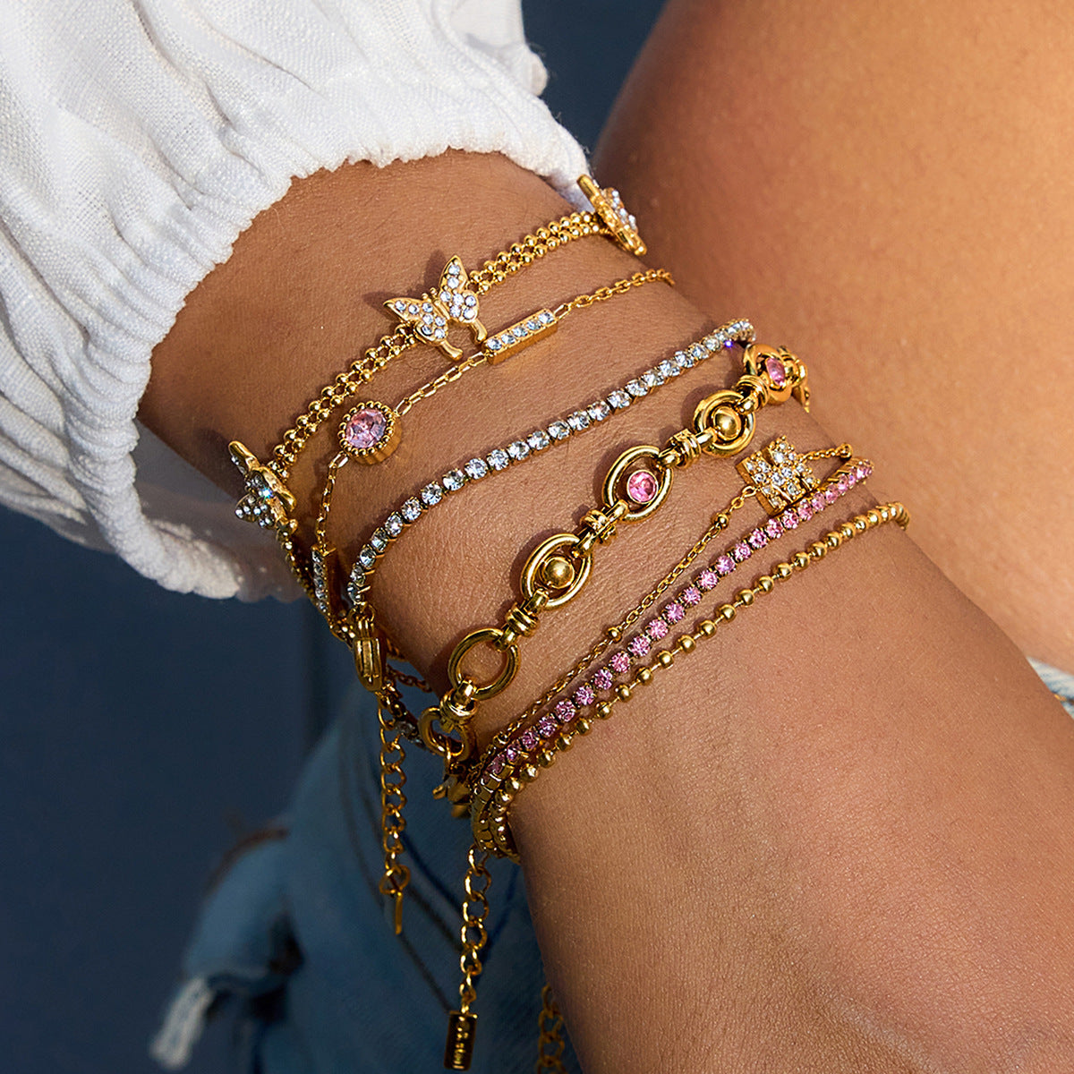 Stainless steel zircon bracelet