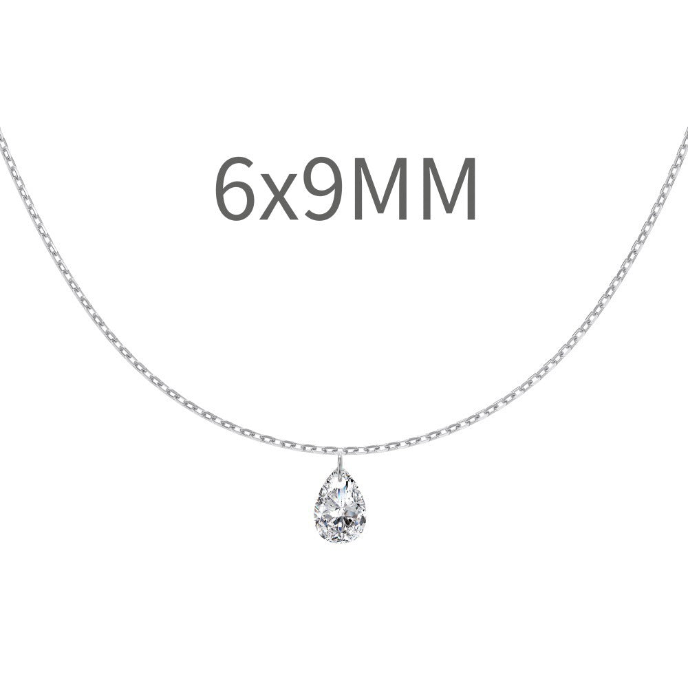 S925 Sterling Silver Tassel Oval Water Drop Wedding Necklace