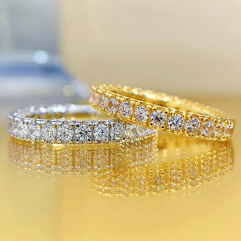 925 Silver Hollow Heart High Carbon Diamond Ring