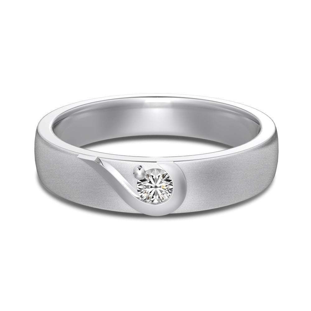 S925 Sterling Silver Plain Silver Male and Female Couple Ring-2