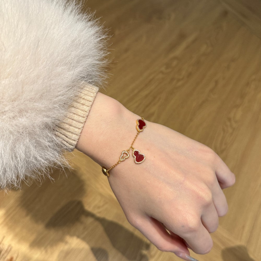S925 Sterling Silver Gourd Fritillary Agate Good Luck Bracelet