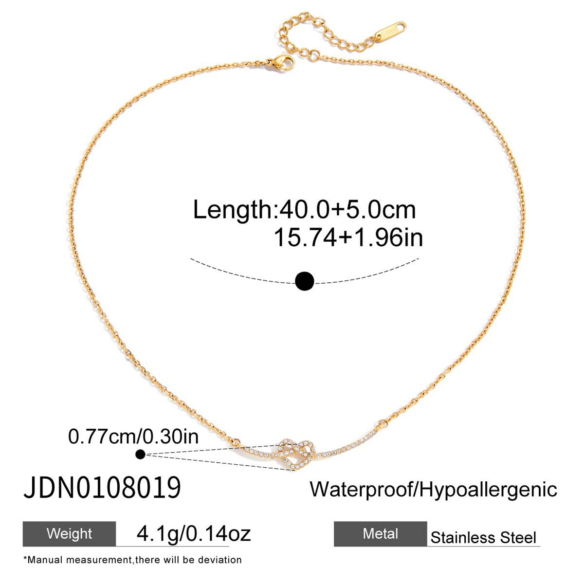 Titanium steel rhinestone love necklace
