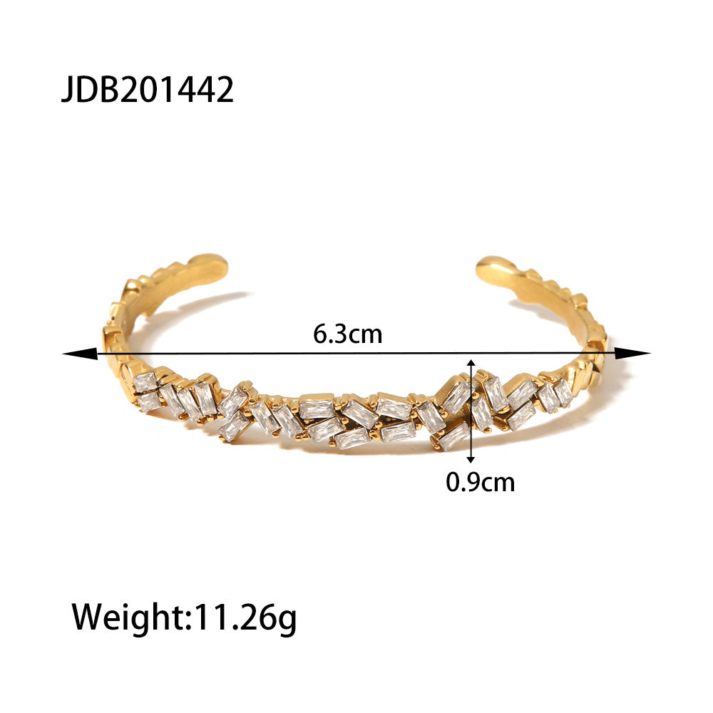 Stainless steel zircon bracelet open bracelet does not fade
