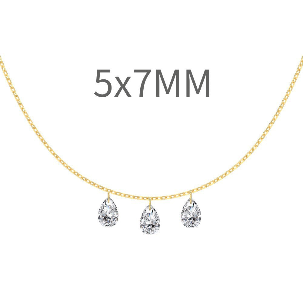 S925 Sterling Silver Tassel Oval Water Drop Wedding Necklace