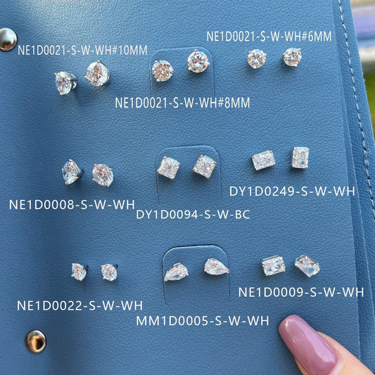 S925 Sterling Silver Wedding White Diamond Stud Earrings