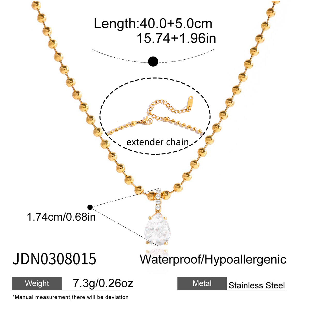 Titanium steel zircon non-fading necklace