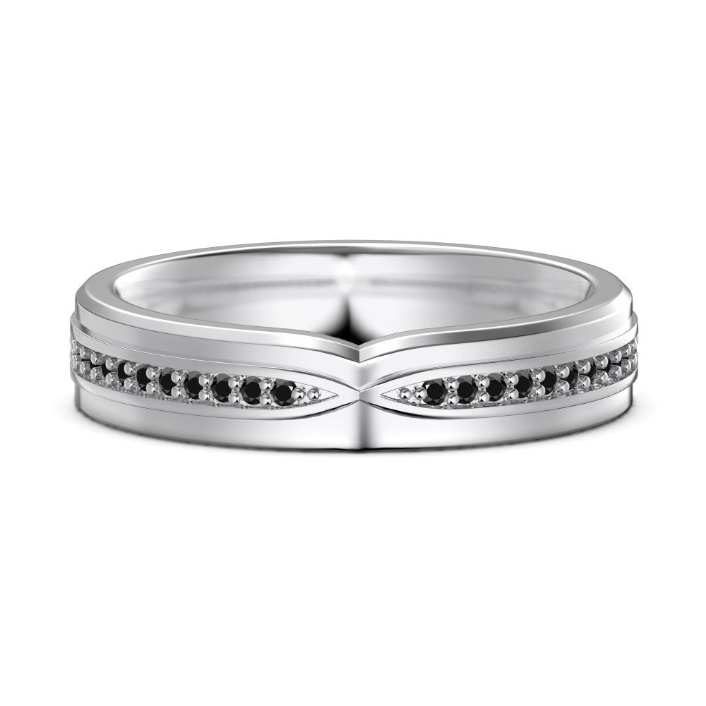 S925 Sterling Silver Plain Silver Male and Female Couple Ring-2