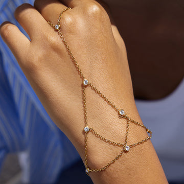 Titanium steel reticulated zircon finger bracelet