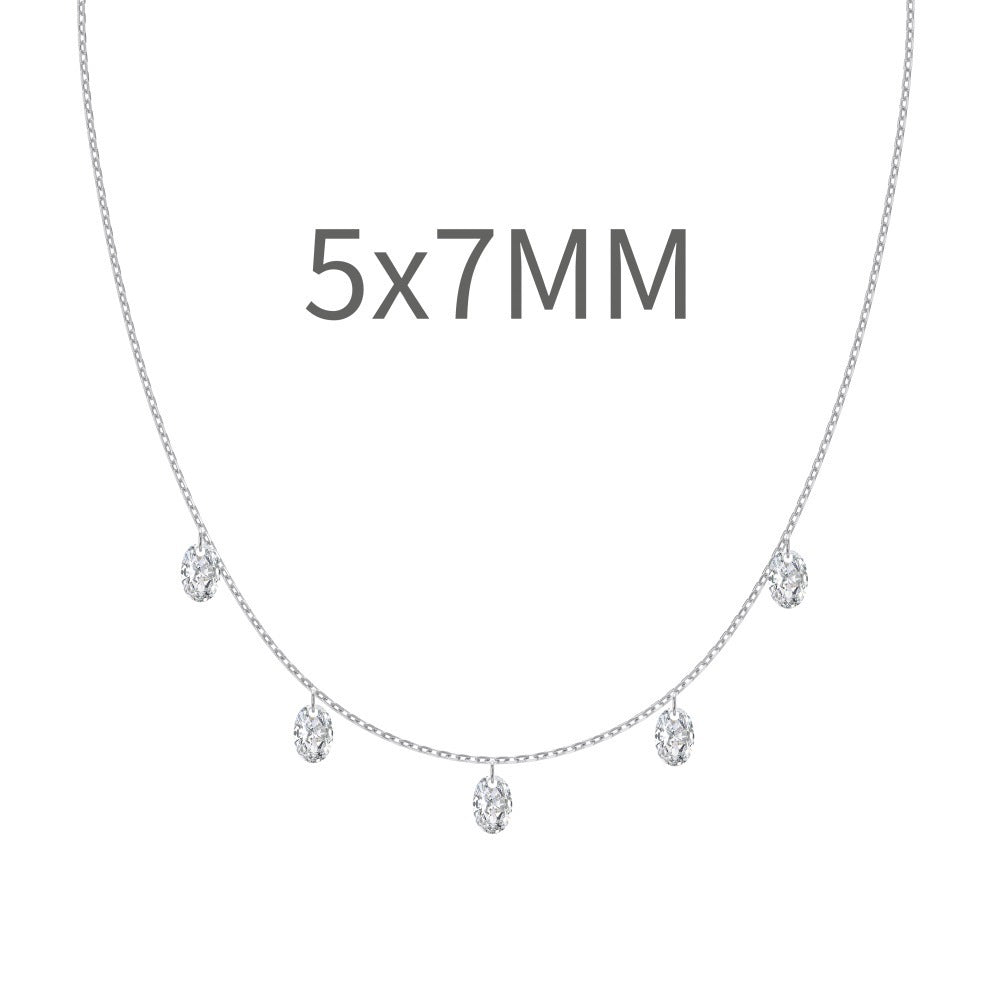 S925 Sterling Silver Tassel Oval Water Drop Wedding Necklace