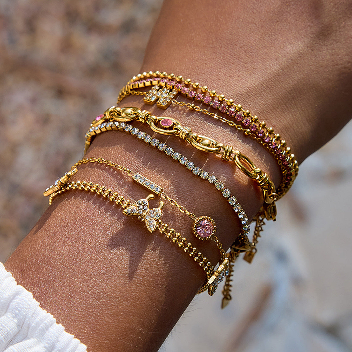Stainless steel zircon bracelet