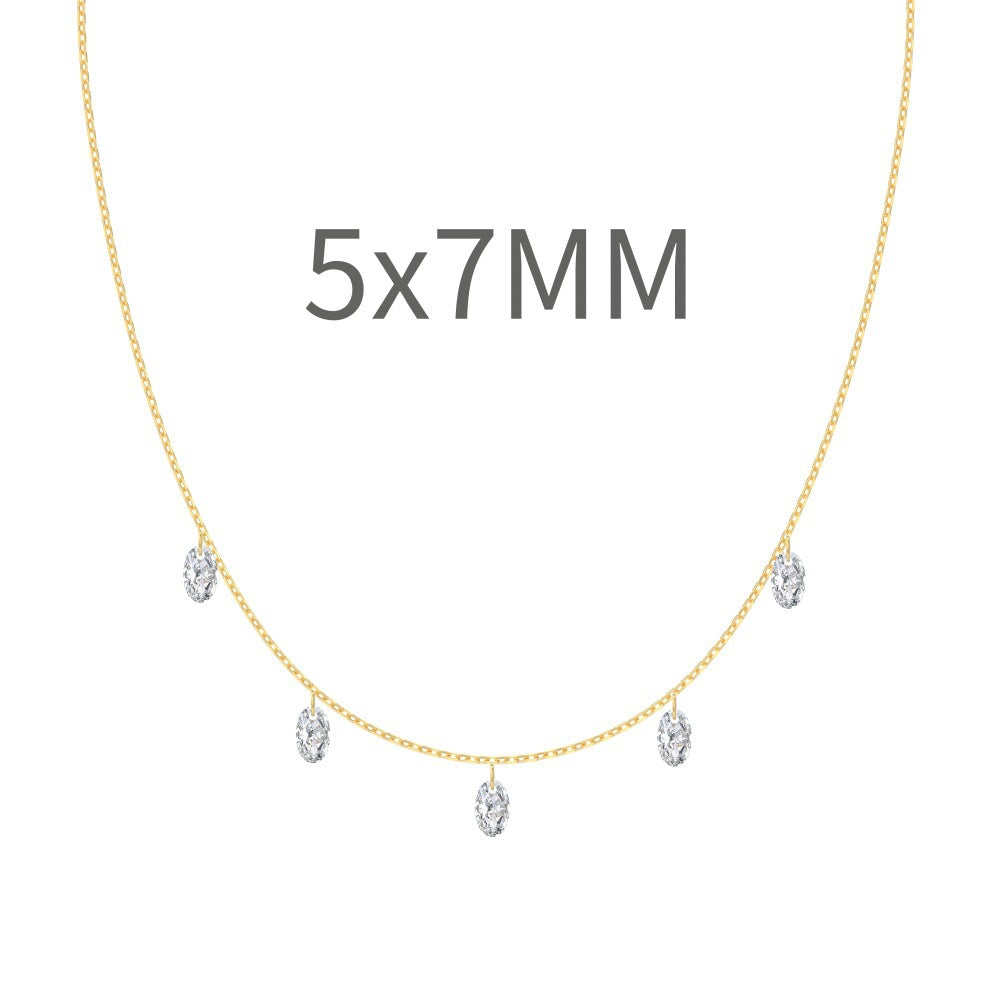 S925 Sterling Silver Tassel Oval Water Drop Wedding Necklace