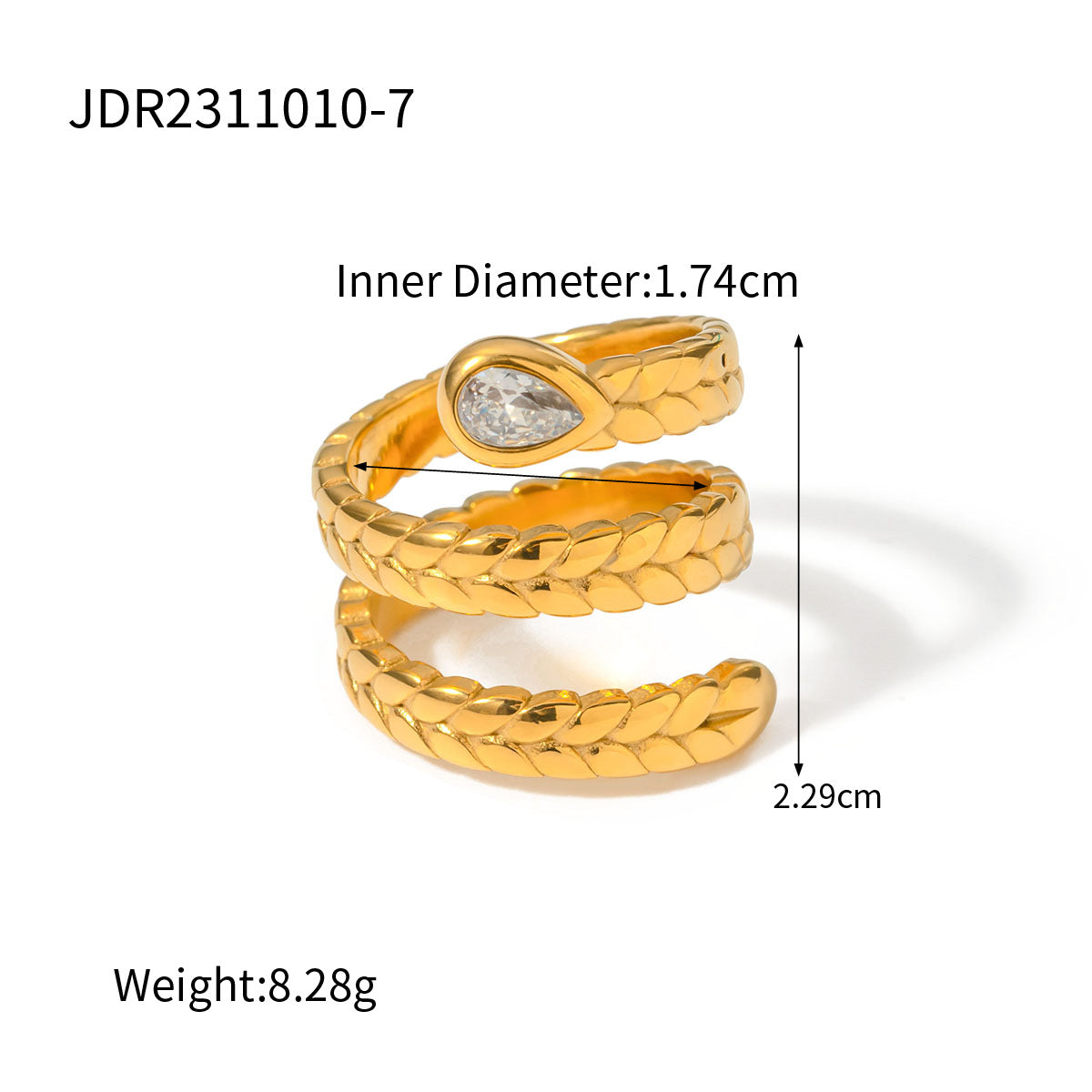 Titanium steel zircon stacked open ring