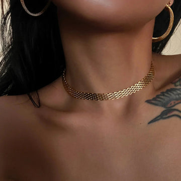 Plain ring titanium steel stacked necklace