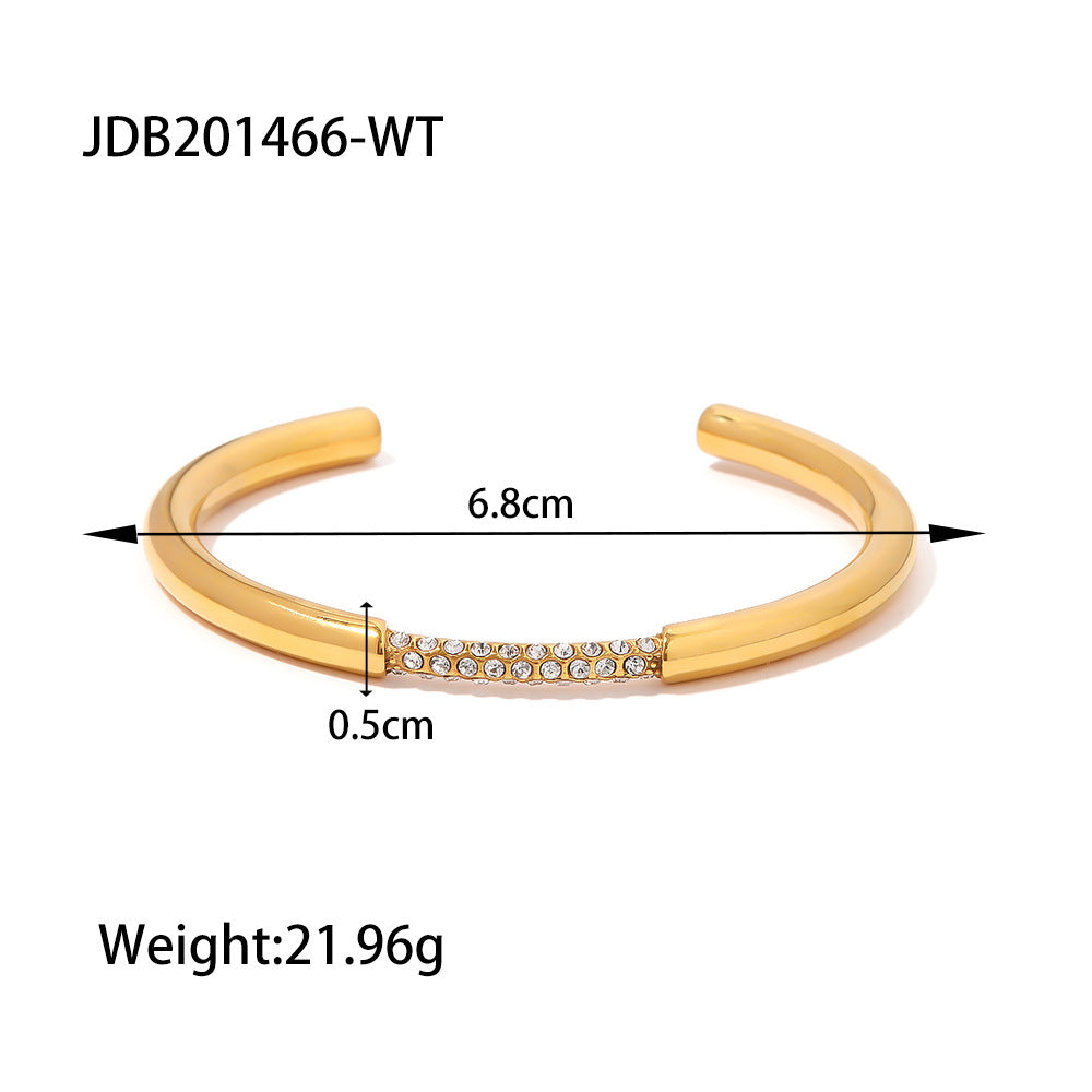 Stainless steel zircon open bracelet