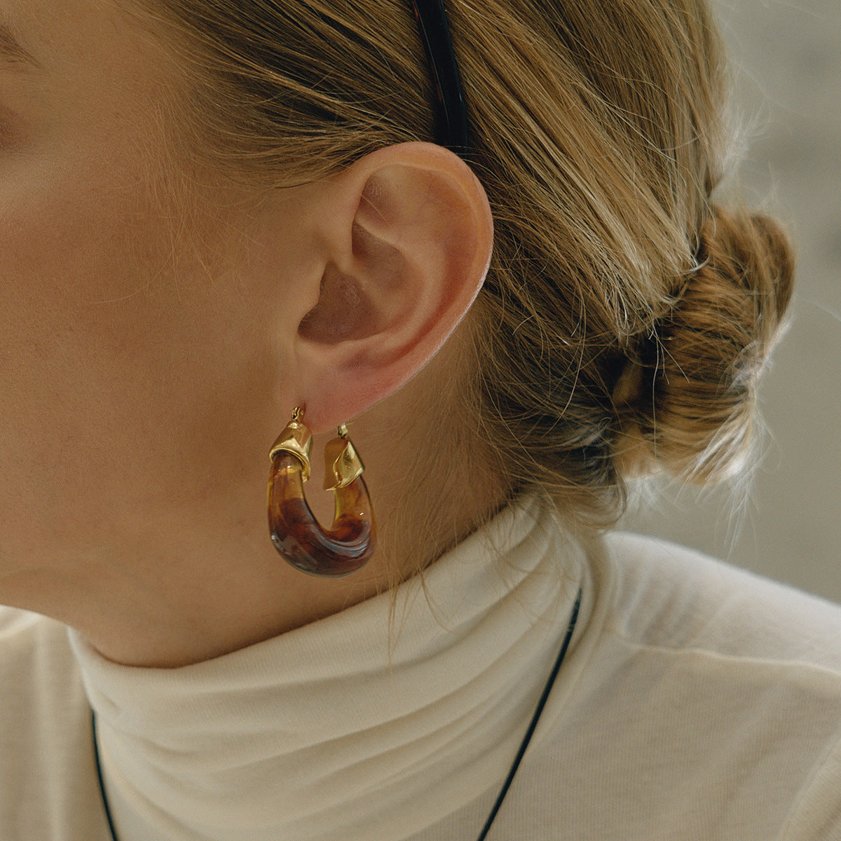 Resin stainless steel earrings