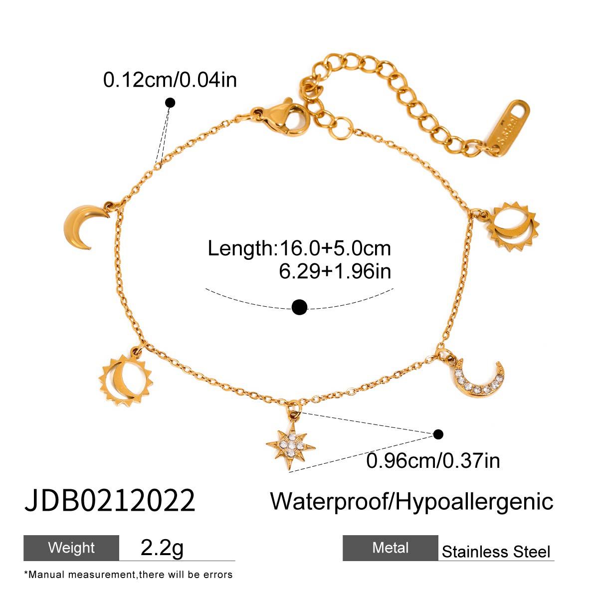 Star Moon Titanium Steel Bracelet with Diamonds